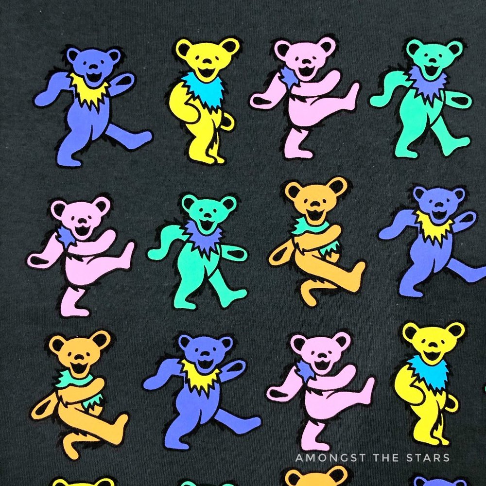 Grateful Dead Dancing Bears Grey Crewneck T-Shirt - Picture 3 of 7